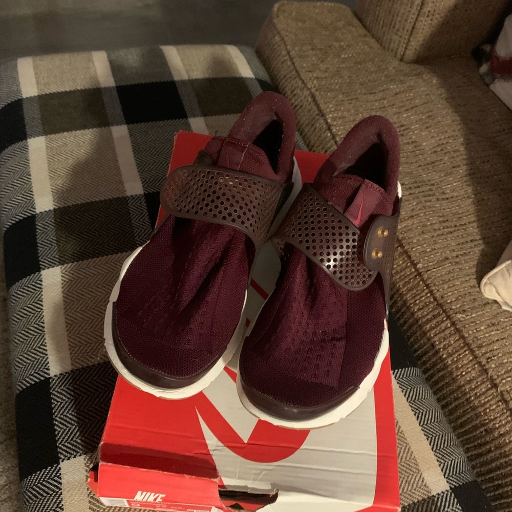 Nike Maroon Athletic Shoes with Perforated Strap